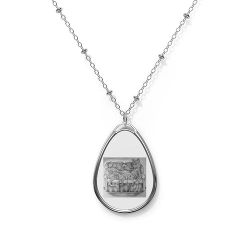 Tiger on a Couch Oval Necklace