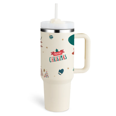 40 Oz Tumbler With Handle Straw Insulated, Stainless Steel Spill Proof Vacuum Coffee Cup Tumbler With Lid Tapered Mug Gifts Suitable For Car Gym Office Travel
