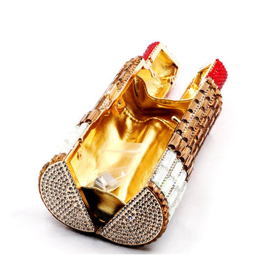New Fashon Novelty Lipstick Clutch Wallet for Women Crystal Evening