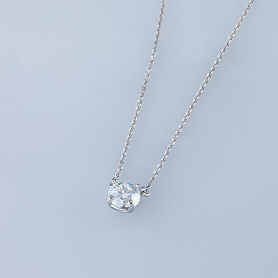 14K White Gold Necklace with 1 Round-Cut Lab-Created Diamond 0.4 CT.TW